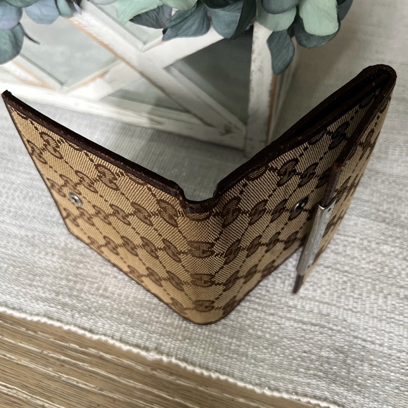 Vintage Gucci Monogram Wallet Beige and Brown with Gold hardware GUC - Picture 12 of 12